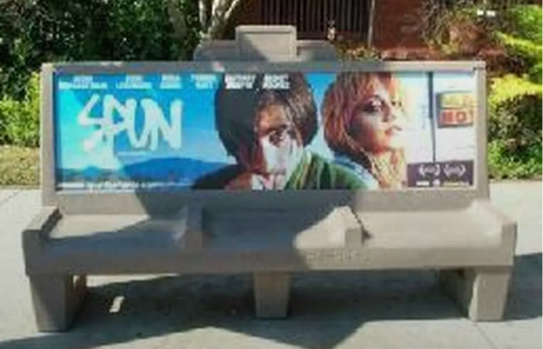 SPUN bus bench, Franklin & Highland, Hollywood 2003.