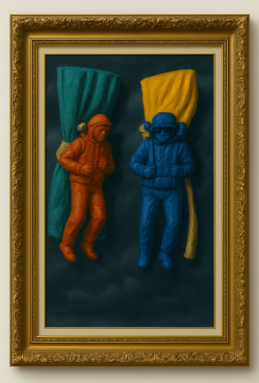 Framed two colored figures image
