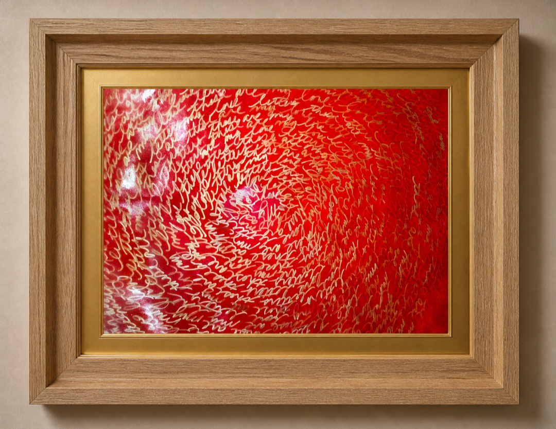 Red script drawing