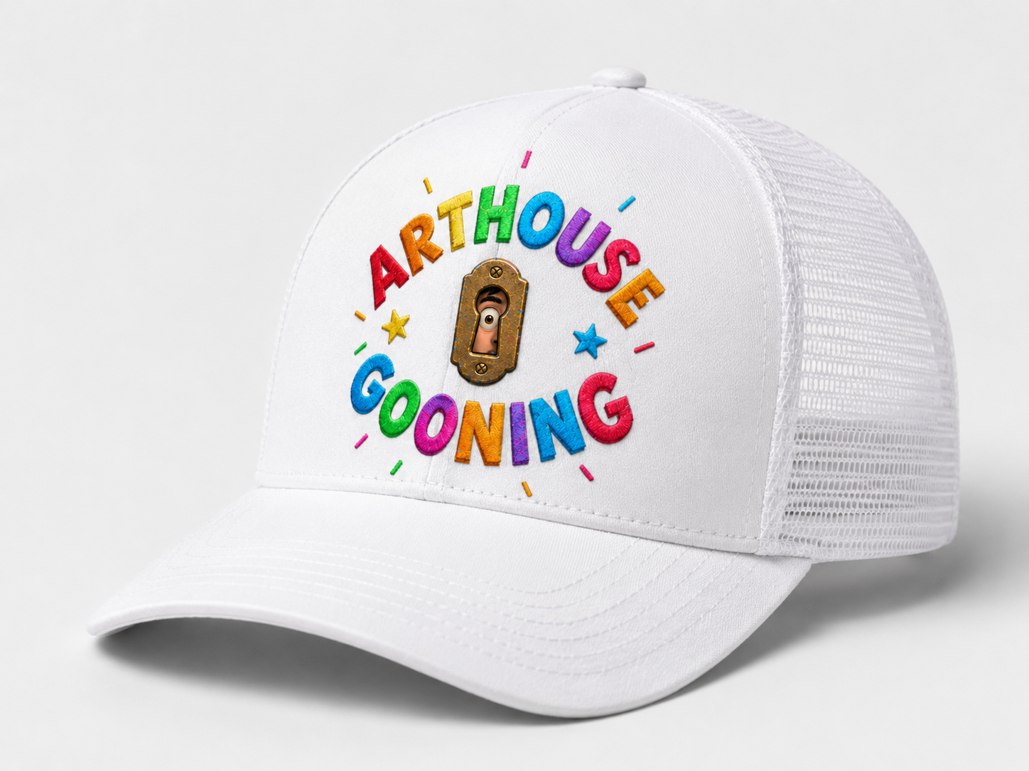 ARTHOUSE GOONING Clean Logo Trucker Hat : White