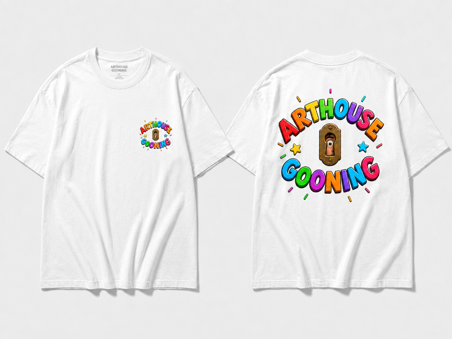 ARTHOUSE GOONING Front/Back Logo Tee : White